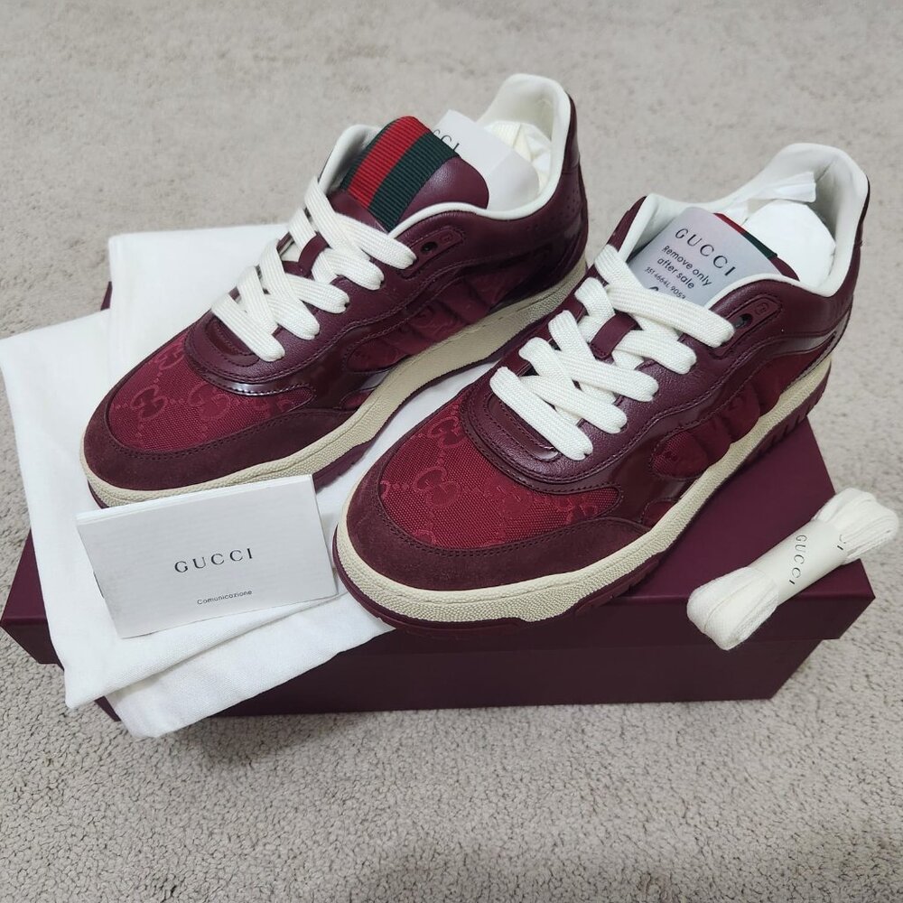 Gucci Re-Web sneaker in Rosso Ancora red GG canvas size 38 women - Picture 2 of 13